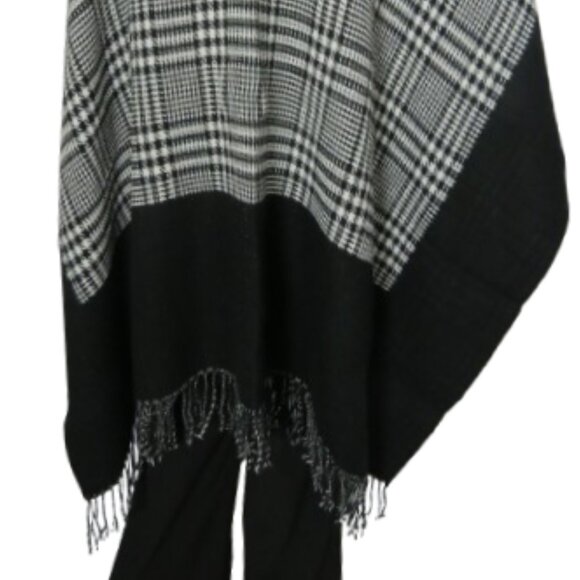 DKR & Co. Studio Black and White Plaid Poncho - Picture 8 of 9